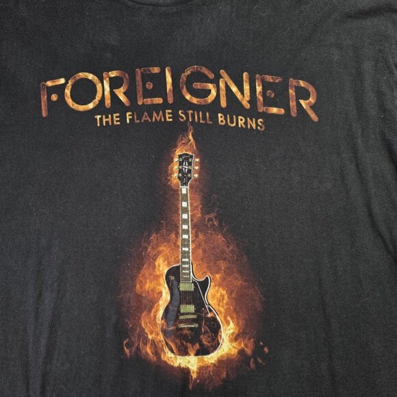 Foreigner Shirt Mens 2XL Black The Flame Still Burns Tour 2017 Band Rock Tee - Picture 2 of 6